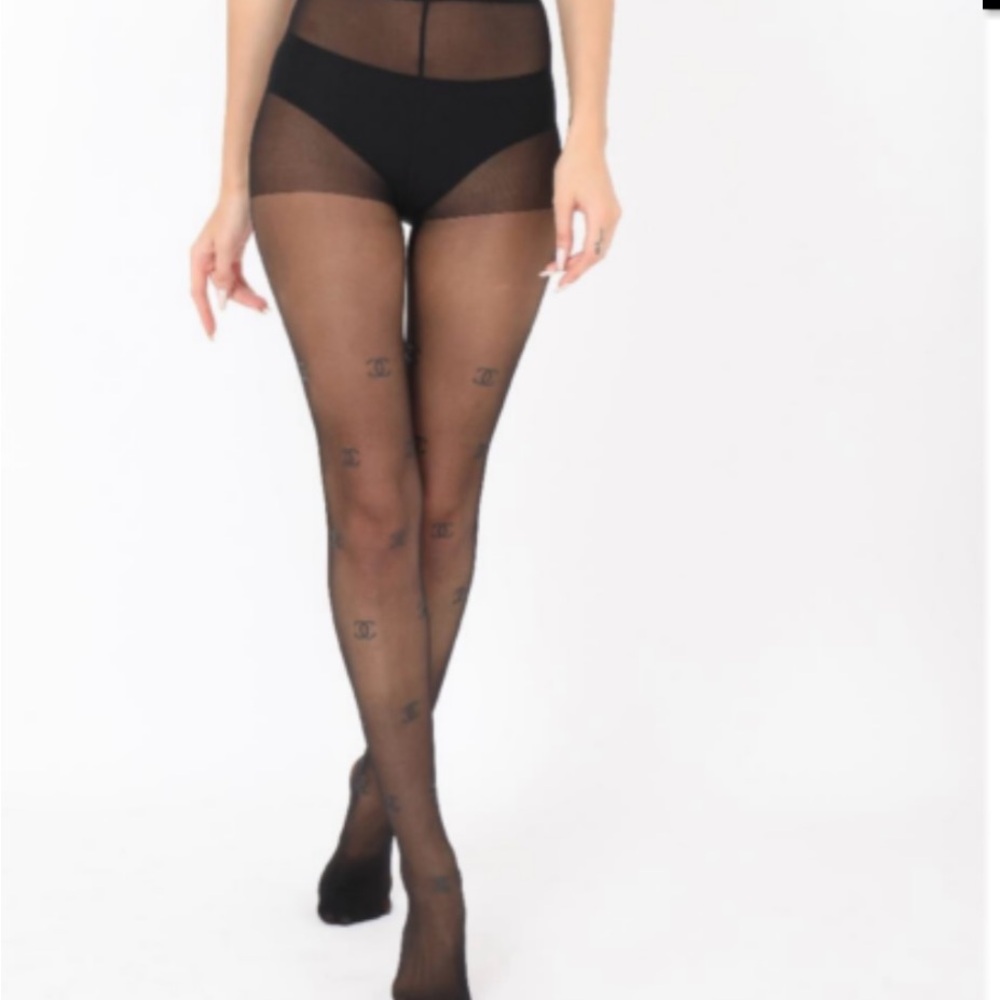 Sheer Black Patterned Tights